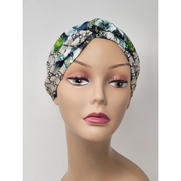 Gucci Blue multicolor Bloom GG print silk headband M sz main image 6